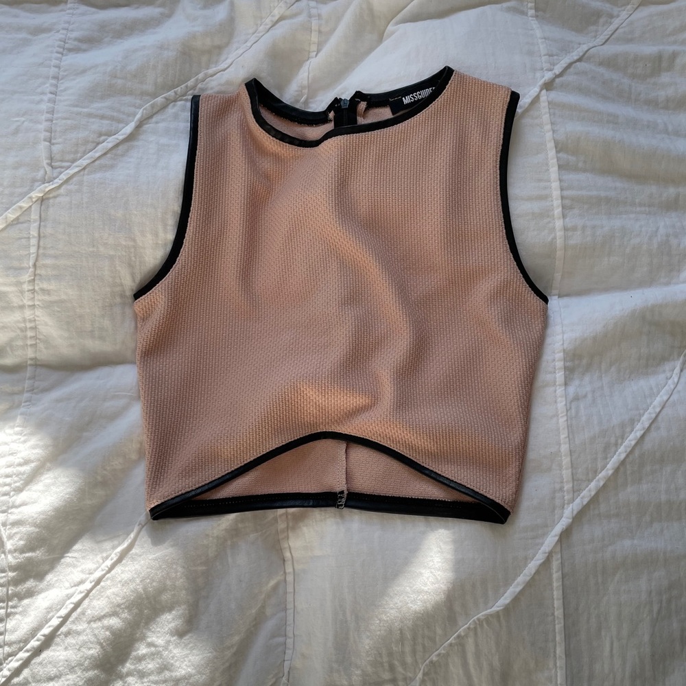 Missguided crop top with black leather outlines